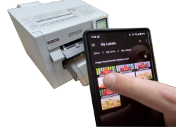 Touch-to-Label ® Epson C4000e colour printer + software, Touch-to-Label ® print labels at your workplace using your Android mobile and a C4000eBK, Wi-Fi included, no computer needed
