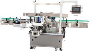 K026-S-BF Automatic Back and Front Label Applicator Line for containers with product separation wheel for use with feeder and collector tables