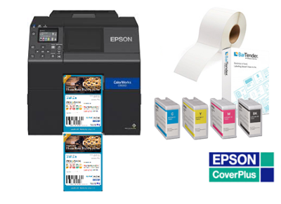 Epson ColorWorks C6000Ae -1 YEAR ON-SITE WARRANTY FREE-FOR GLOSS OR MATT LABELS  - 4" Durable Colour Label Printer + Guillotine + on-site free warranty - CALL FOR SAMPLES AND PACKAGE DEAL 01527 529713