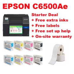 Promotion - Epson ColorWorks C6500Ae 8" High Speed Pigment Colour Inkjet Label Printer + Free extra inks + Free labels + Free Label Layout Software + Free 12 months on-site warranty. Call 01527 529713