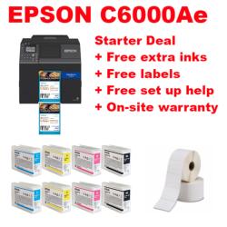 Promotion - Epson ColorWorks C6000Ae 4" High Speed Pigment Colour Inkjet Label Printer + Free extra inks + Free labels + Free Label Layout Software + Free 12 months on-site warranty. Call 01527 529713