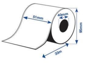 A1 Labels - Premium Gloss Ink Continuous Label Roll 51mm wide x 33 Metres long
