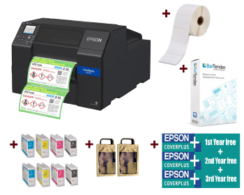 New - WOW - Promotion - Epson C6500Ae 8" High Speed Colour Inkjet Label Printer + Free extra inks + Free Maint Box + Free labels + Free Label Layout Software + Setup help + 3 year on-site warranty.